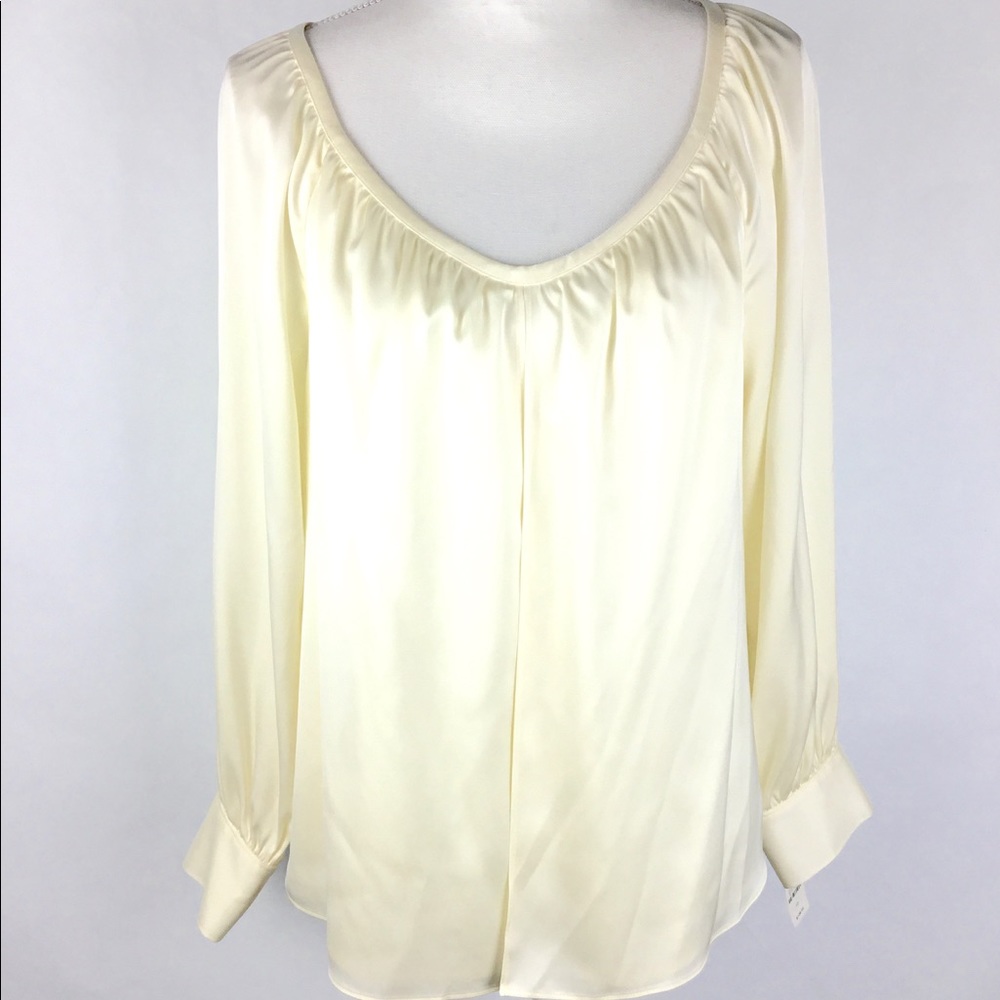 Talbots Women’s Creme Silk Stretch Blouse Sz 10 EUC